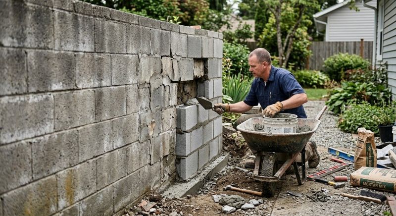 Cinder Block Wall Repair in Cleveland, OH