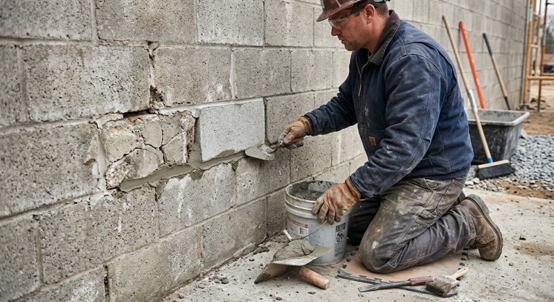 Concrete Block Wall Repair in Cleveland, OH