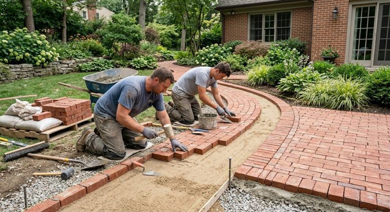 Brick Hardscape Installation in Framingham, MA