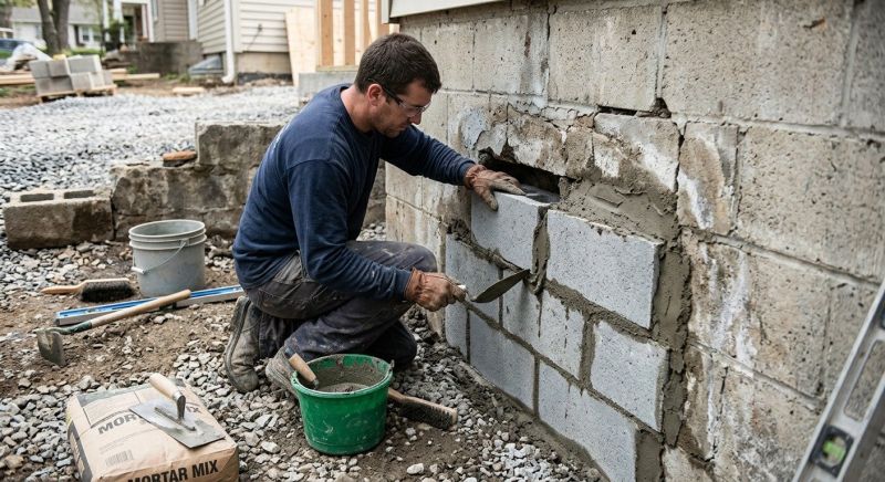 Concrete Block Wall Repair in Cleveland, OH